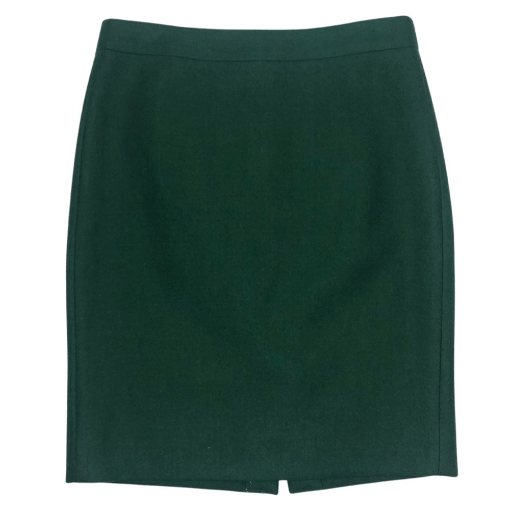 J. Crew 100% Wool Emerald Green Pencil Skirt Sz 4p